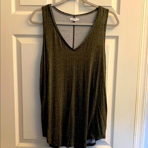 Maurices Patterned Olive Green Sleeveless Top XLarge